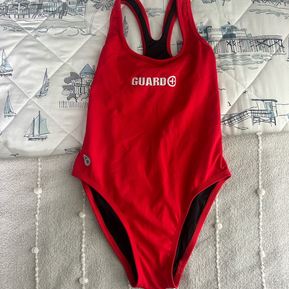 Red Lifeguard One Piece Swimsuit